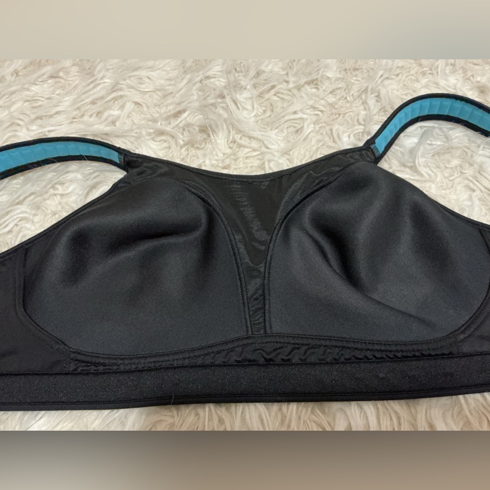 Champion Black Sports Bra with Light Blue Trim - Picture 6 of 8